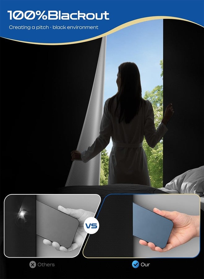 ZELMINE 42" W x 60" L 100% Portable Blackout Curtains, Total Darkness No-Drill Black Out Window Cover,Temporary Blackout Shades with Hook & Loop Tape, for Bedroom, Nursery, Dorm, Travel (Black) - Image 4